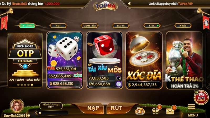 Tỷ lệ trả thưởng vượt trội của Top88