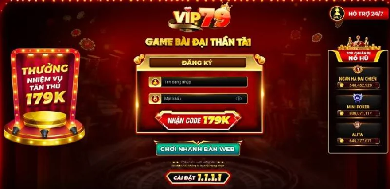 Giao diện Vip79 hấp dẫn